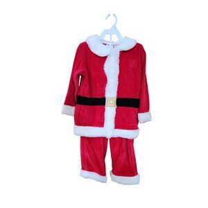 Miniwear Red & White Faux Fur Trim Christmas Pajamas Set 48 mos